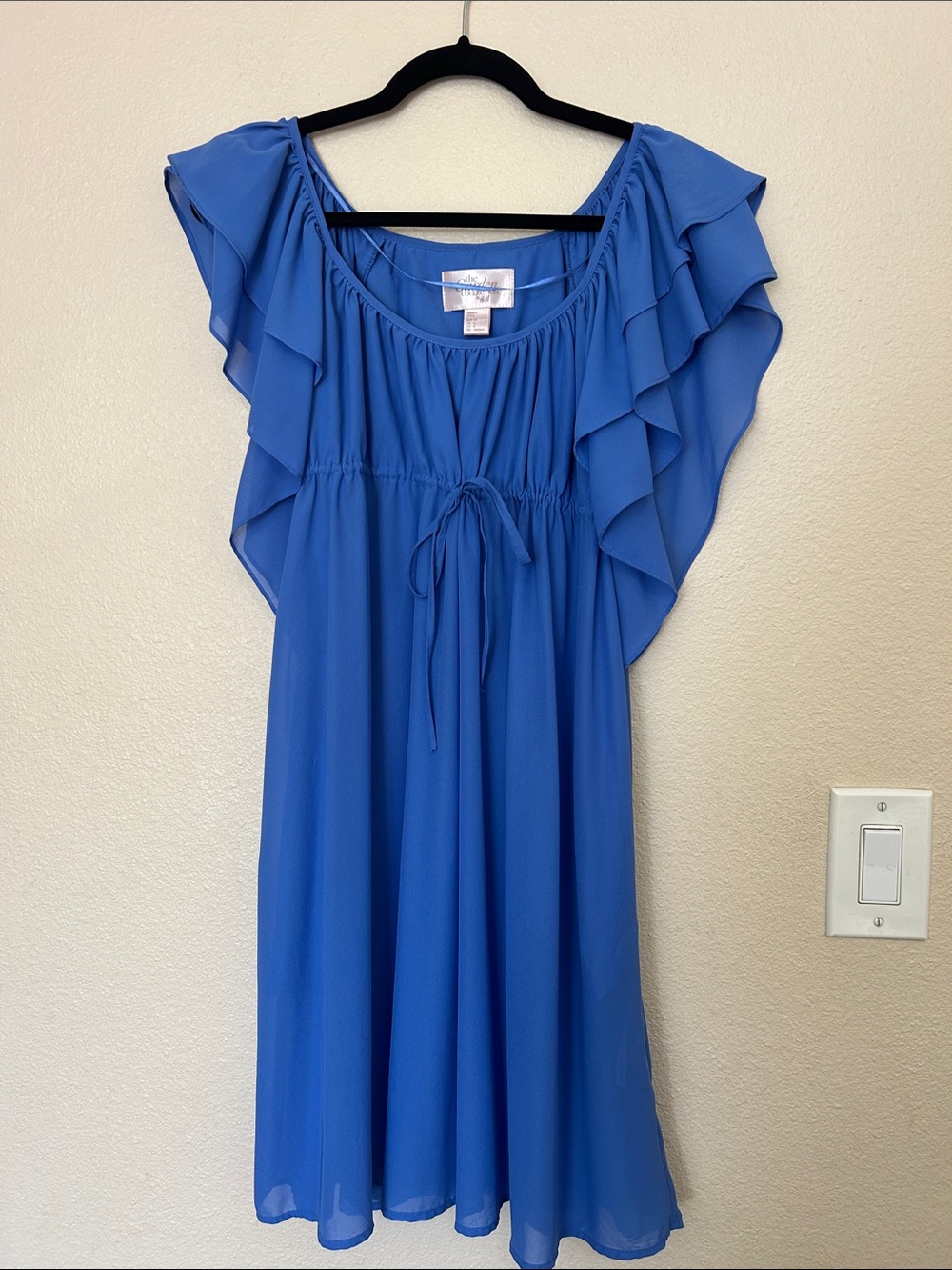 H&M Garden Collection Women’s Blue Ruffle Sleeve Tie-Front Dress Top